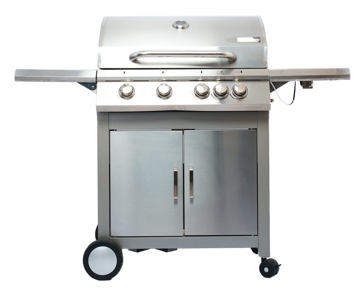 4 Burner and Side grill, straight-on with the hood closed